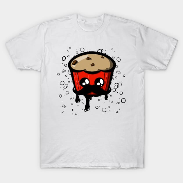 Schnurbartschoko Cupcake Rot T-Shirt by Pandabacke
